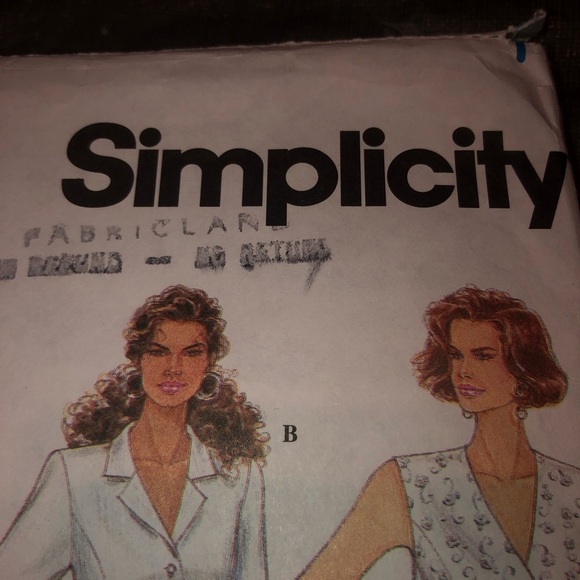 8845 Vintage Simplicity SEWING Pattern Misses 1990s Semi Fitted Top Blouse Shirt - Picture 5 of 7